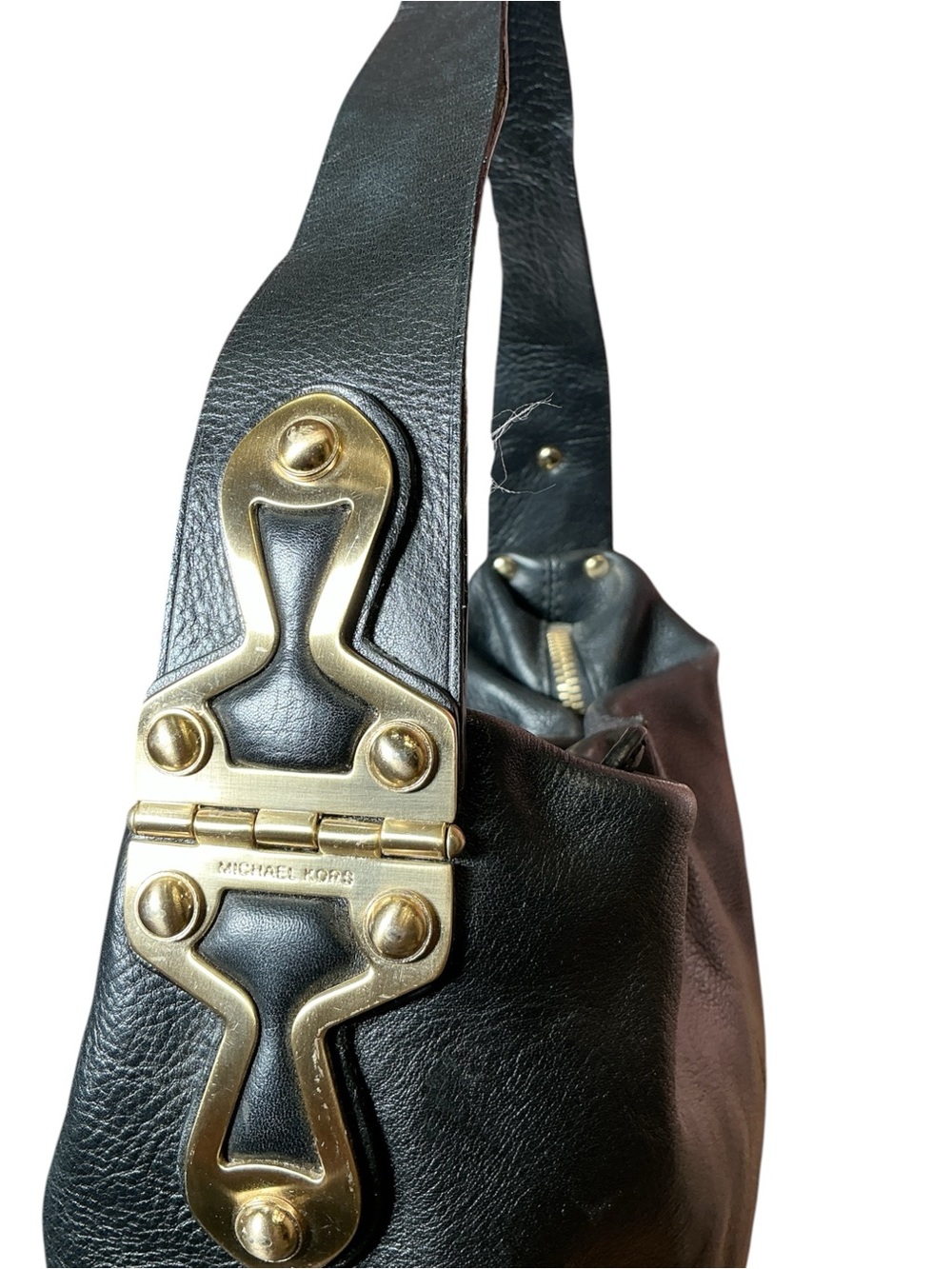 Michael Kors Black Leather Shoulder Hobo Bag - Picture 5 of 7
